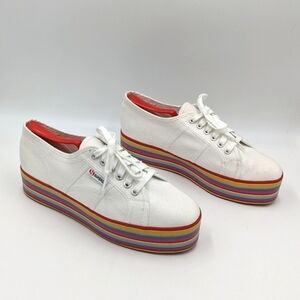 Superga Platform Rainbow Multi Color Sneaker Shoe 10 Women 8.5 Men
